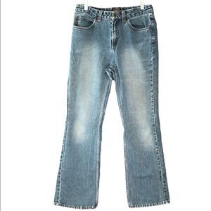 Bongo Women’s Sz 9 Blue Denim Vintage Faded Cotton High Waisted Flare Jeans